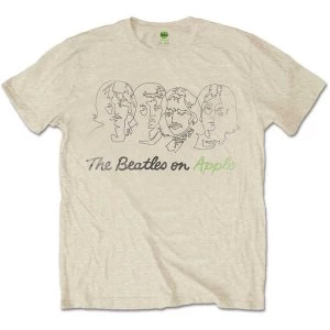 Image of The Beatles - Outline Faces on Apple Mens Large T-Shirt - Sand