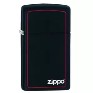 image of Zippo Slim With Logo & Boarder Black Matte Windproof Lighter