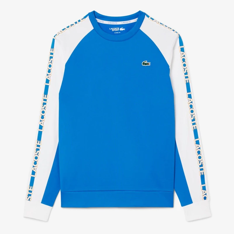 Image of Lacoste Tennis Colour Block Stripe Sweatshirt Blue-White male XS