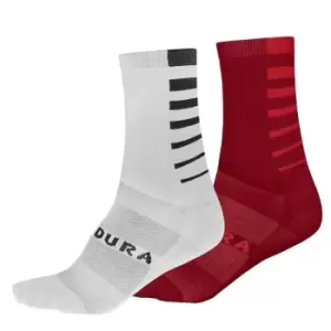 image of Endura Coolmax Stripe Socks Twin Pack - Red