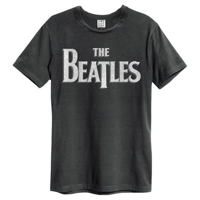 Image of Amplified Amplified Men The Beatles Logo T-Shirt in Charcoal Size: Small Charcoal S Male 5063238238671
