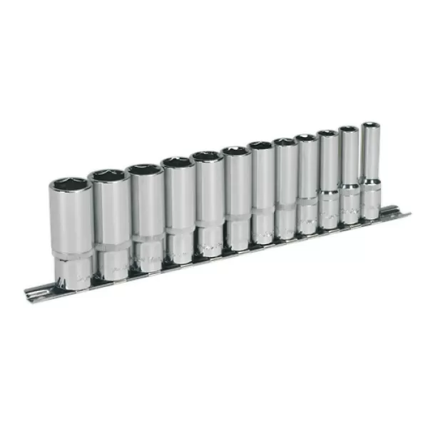 Image of Genuine SEALEY AK2694 Socket Set 12pc 3/8Sq Drive 6pt Deep WallDrive® Metric