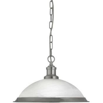 image of Searchlight Lighting - Searchlight Bistro - 1 Light Dome Ceiling Pendant Satin Silver, Acid Glass, E27