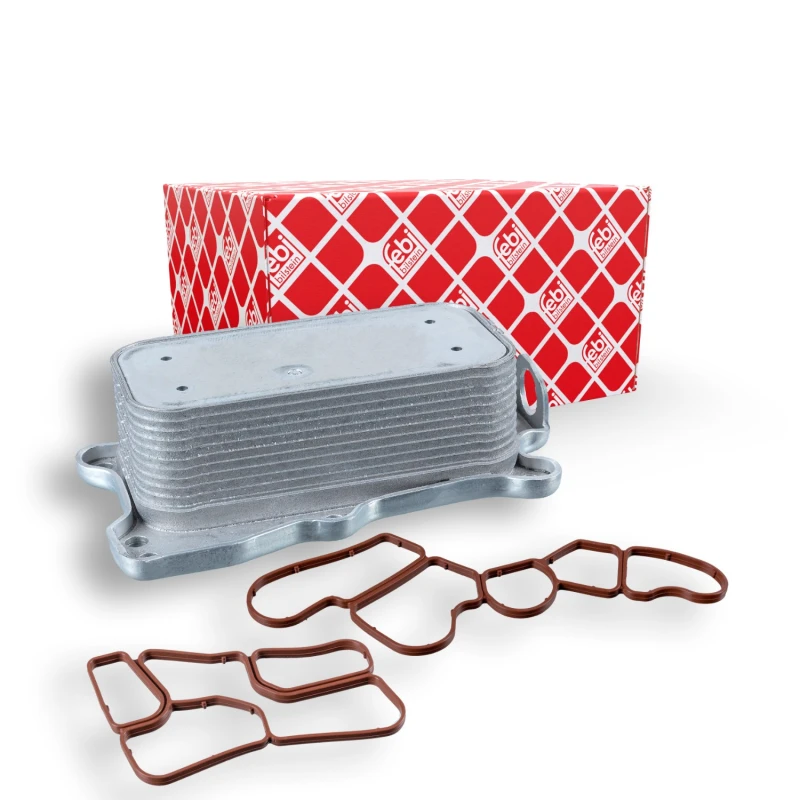 Image of FEBI BILSTEIN 101082 Oil Cooler with gaskets/seals Aluminium Oil Cooler,engine oil (469)