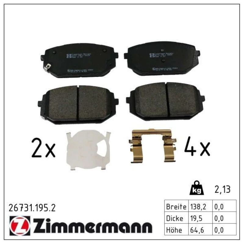 Image of ZIMMERMANN Brake pad set ZIMMERMANN 26731.195.2