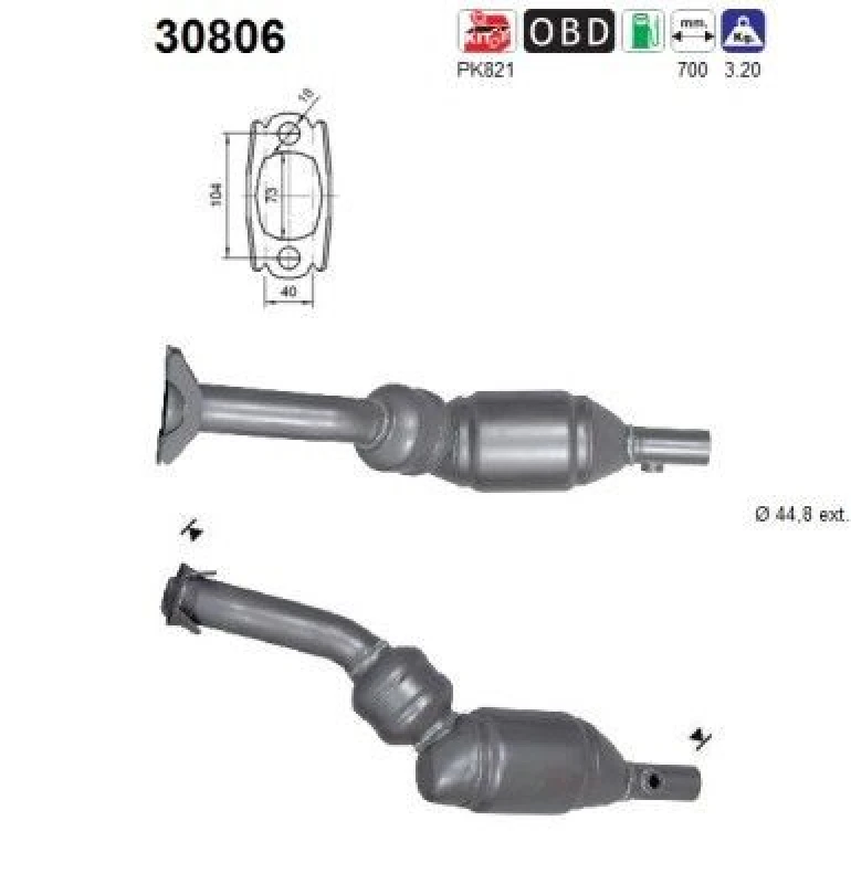 Image of AS Catalytic converter AS 30806