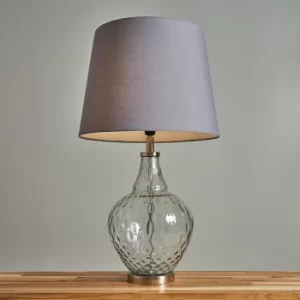 image of Massaro Glass and Brushed Chrome Table Lamp with XL Grey Aspen Shade