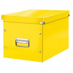 image of Leitz WOW Click & Store Cube Large Storage Box, Yellow.