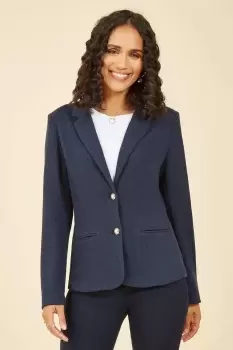 image of Navy Stretch Waffle Blazer