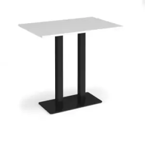 Image of Eros rectangular poseur table with flat Black rectangular base and twin uprights 1200mm x 800mm - white