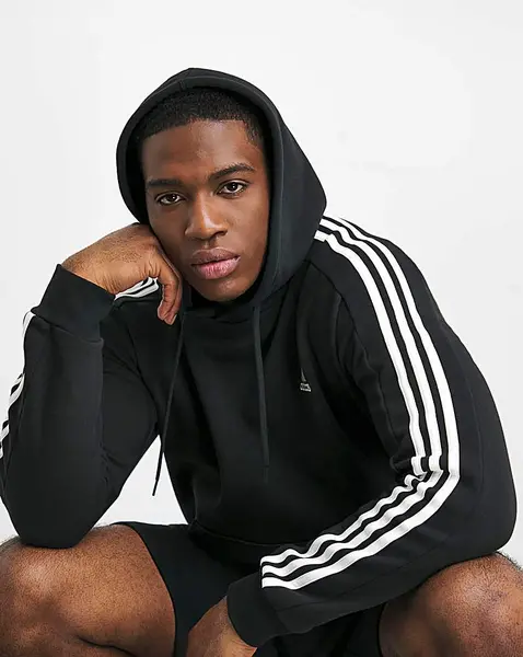 Image of Adidas adidas 3 Stripes Fleece Hoodie Black Male 2XL(48/52) DI07605