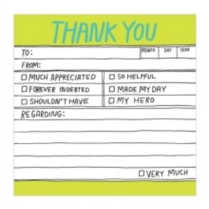 Image of Knock Knock Hand-Lettered Thank You Sticky