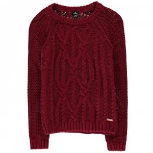 image of Firetrap Rib Jumper Junior Girls - Claret Cable