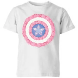 Image of Marvel Captain America Flower Shield Kids T-Shirt - White - 11-12 Years