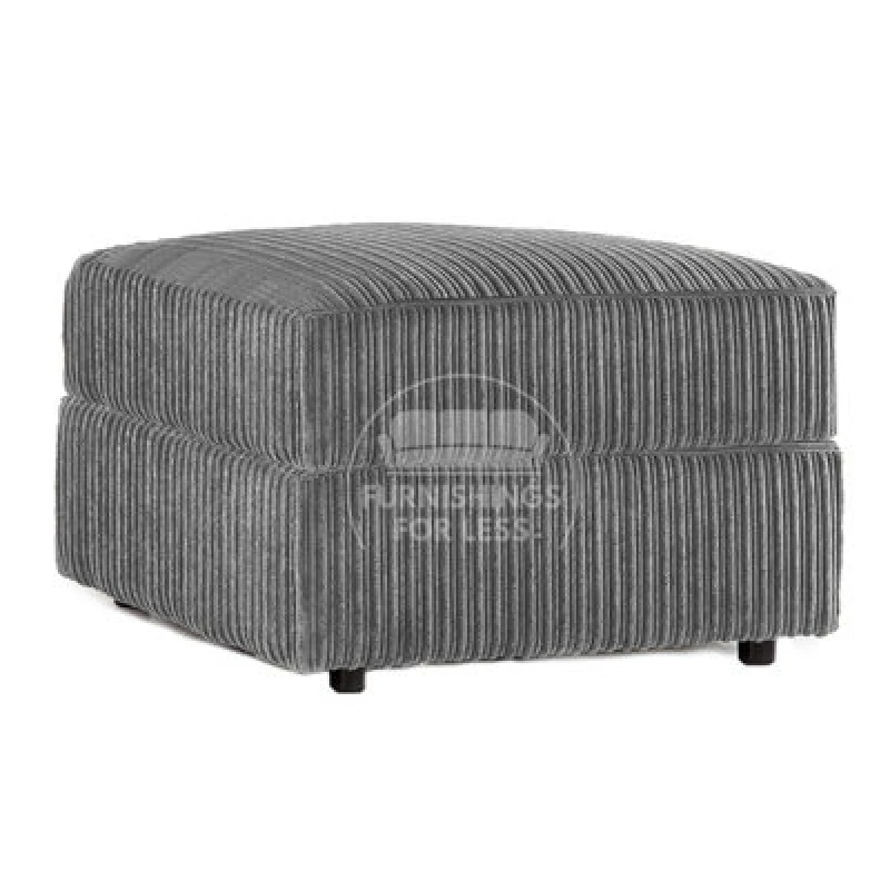 Image of Furnishings For Less UK Luxor Delta Ferguson Grey Fabric Soft Jumbo Cord Footstool