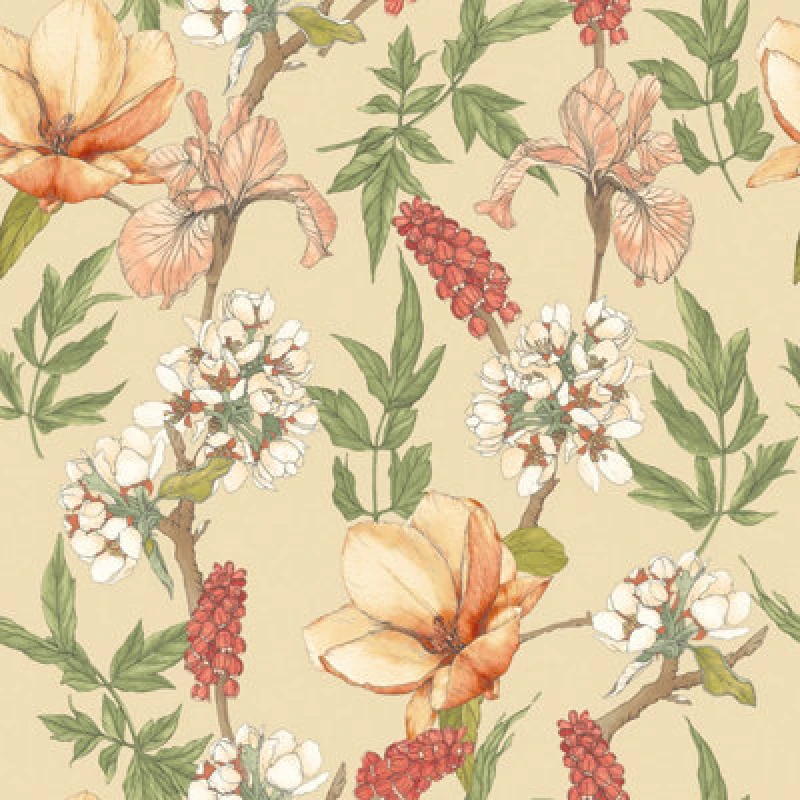Image of Hoopla Walls Orchid Bloom Amber Smooth Matt Wallpaper