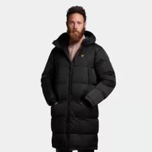 Image of Mens Longline Wadded Jacket - Jet Black - S