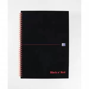 image of Black n Red Notebook Wirebound A4 Hardback A-Z Ruled 140 Pages