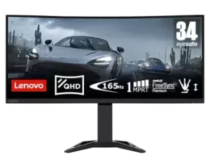 image of Lenovo G34w-30 34" gebogen, superbreed QHD-gamingbeeldscherm (165 Hz, 1 ms, FreeSync Premium)