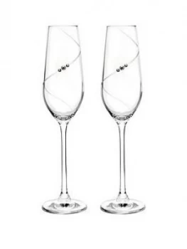 image of Portmeirion Auris Champagne Flutes With Swarovski Crystals ; Set Of 2