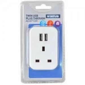 Image of Status Twin Port USB Plug Through Adapter