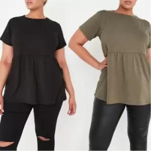 Missguided Plus Size 2 Pack Jersey T Shirts - Black