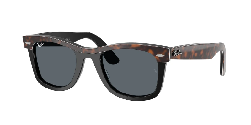 Image of Ray - Ban Unisex Ray - Ban RB2240 WAYFARER 1441R5 Sunglasses Acetate Brown Blue Squared Normal Brown Sunglasses Unisex Acetate