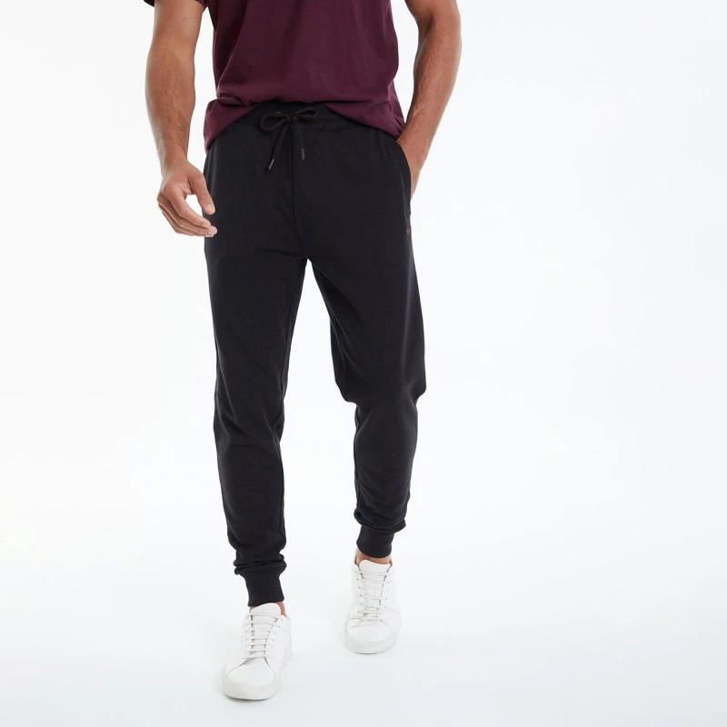 Image of Threadbare Cotton Blend 'Trifoliate' Joggers Black