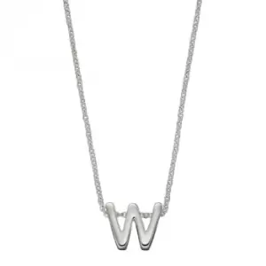 image of Initial W Plain Silver Initial Necklace N4450