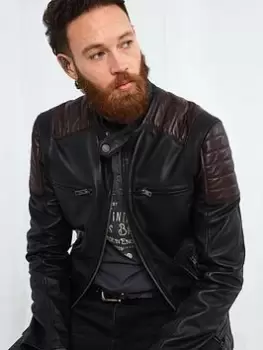 Image of Joe Browns Full Throttle Leather Jacket, Black, Size XL, Men