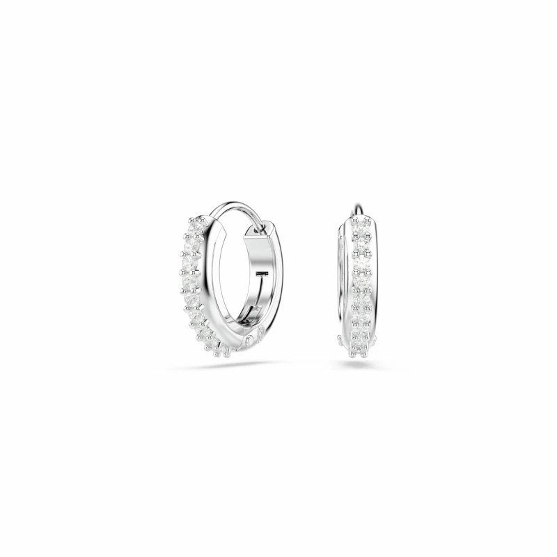Image of Swarovski Swarovski Rhodium Plated Crystal Matrix Mini Hoop Earrings