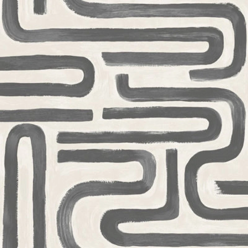 Image of Holden Decor Brushed Geo Charcoal Cream Wallpaper, Black 14233