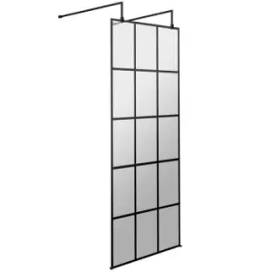 image of Hudson Reed Frame Effect Wet Room Screen with Support Arms and Feet 900mm Wide - 8mm Glass