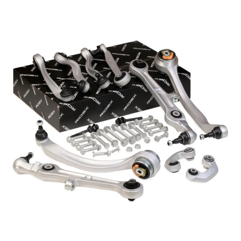 Image of RIDEX 772S0160 Control arm repair kit with coupling rod, Front axle both sides, Control Arm Suspension Kit (772)