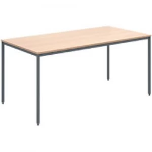 Image of Dams International Rectangular Meeting Room Table with Beech Coloured MFC Top and Graphite Frame Flexi 1600 x 800 x 725mm