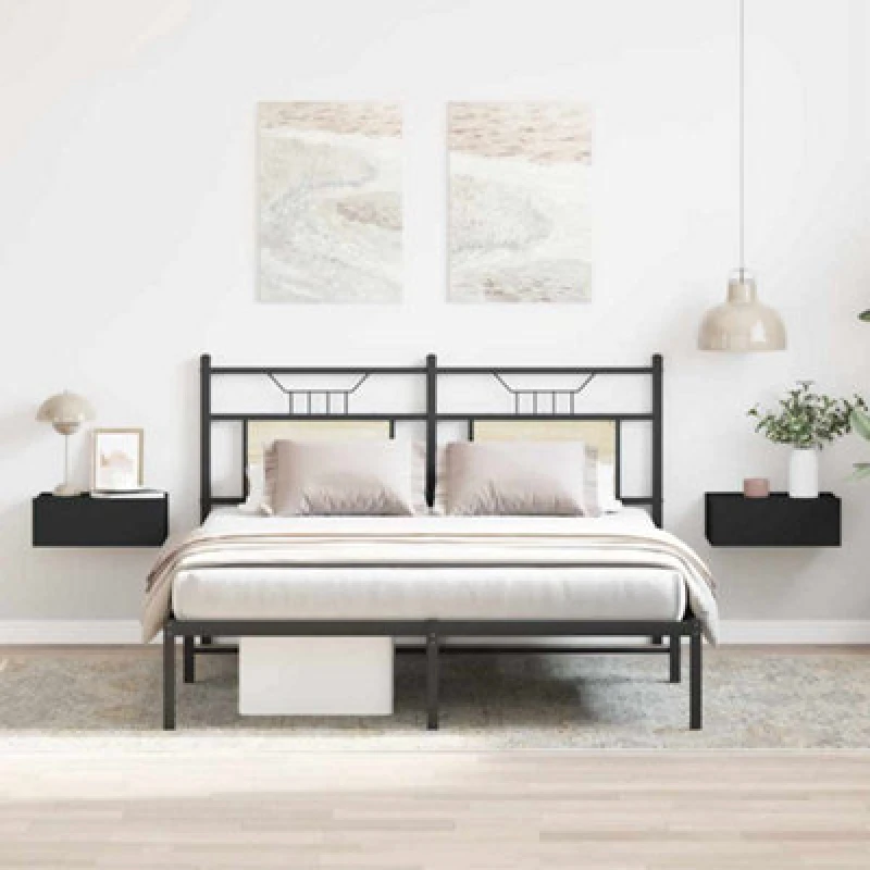 Image of Floating Nightstands 2 pcs Black 40x30x15cm Chipboard