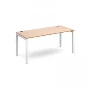Image of Connex single desk 1600mm x 800mm - white frame and beech top
