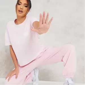 Image of I Saw It First Basic Embroidered T Shirt and Joggers Set - Pink