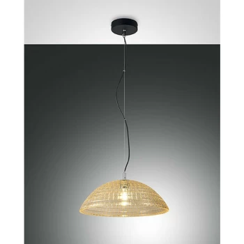 Image of Fabas Luce Lighting - Fabas Luce Diamond Dome Pendant Ceiling Lights Amber Glass, E27