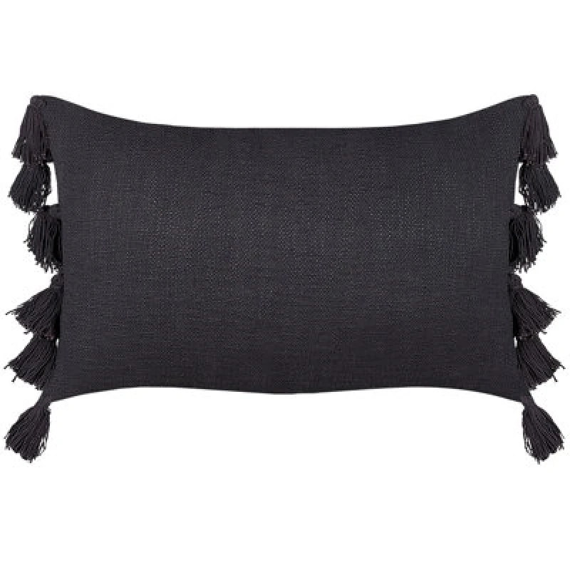 Image of Beliani Throw Cushion Lythrum Cotton 55 X 35cm Dark Grey Solid