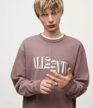 Image of AllSaints Mens Nico Crew Sweatshirt, Aster Lilac, Size: L
