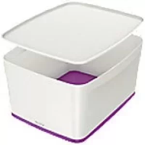 image of Leitz MyBox WOW Storage Box 18 L White, Purple Plastic 31.8 x 38.5 x 19.8 cm