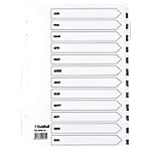 image of Guildhall Mylar Dividers White A4 12 Part Jan-Dec Set