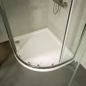 Image of Pearlstone Offset Quadrant Right Handed Shower Tray 900mm x 760mm - White - Nuie