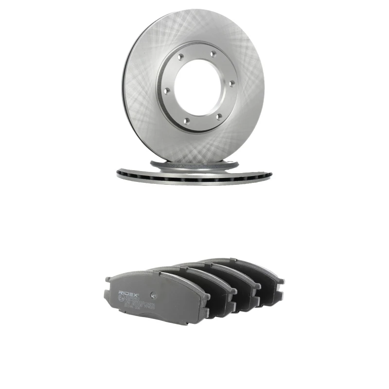 Image of RIDEX 3405B2897 Brake disc and pads set Rear Axle, Brake Disc Type: internally vented, excl. wear warning contact Brake Set,disc brakes (3405)