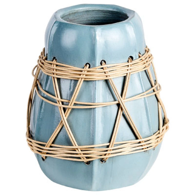 Image of Beliani Decorative Vase Kamering Ceramic 27cm Blue