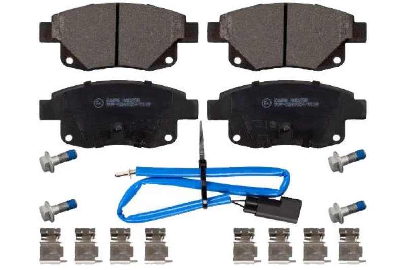 Image of SWAG 50 91 6701 Brake pad set Rear Axle, incl. wear warning contact, with fastening/mounting material, with fastening material Brake Pad Set,disc bra