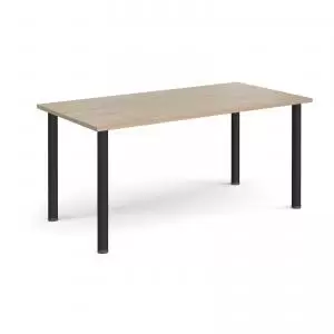 Image of Semi circular Black radial leg meeting table 1600mm x 800mm -