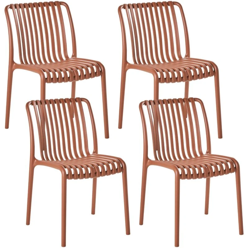 Image of Beliani Set Of 4 Garden Chairs Ariccia Light Red