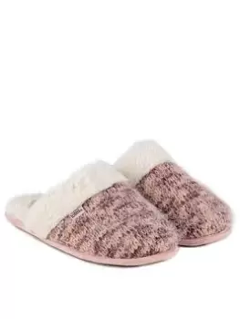 image of TOTES Fluffy Knit Mule Slippers - Multi, Red, Size 7-8, Women